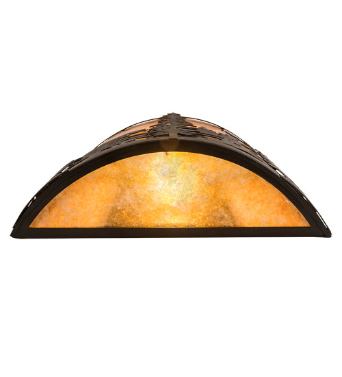 Meyda Lighting Fly Fishing Creek 16" 2-Light Oil Rubbed Bronze Wall Sconce With Amber Mica Shade Glass