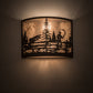 Meyda Lighting Fly Fishing Creek 16" 2-Light Oil Rubbed Bronze Wall Sconce With Silver Mica Shade Glass