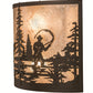 Meyda Lighting Fly Fishing Creek 16" 2-Light Oil Rubbed Bronze Wall Sconce With Silver Mica Shade Glass