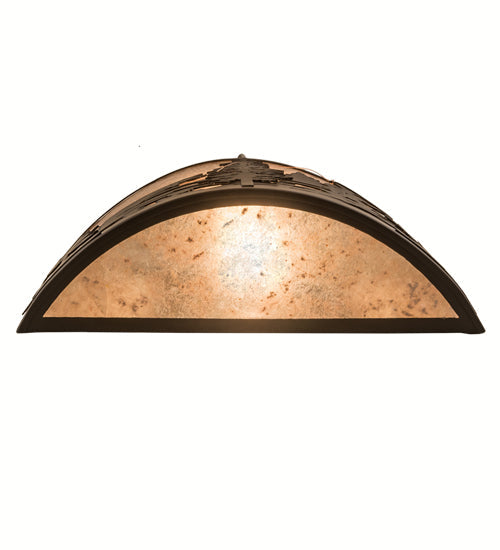 Meyda Lighting Fly Fishing Creek 16" 2-Light Oil Rubbed Bronze Wall Sconce With Silver Mica Shade Glass