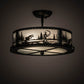Meyda Lighting Fly Fishing Creek 16" 2-Light Textured Black Flush Mount Light With Frosted Granite Art Shade Glass