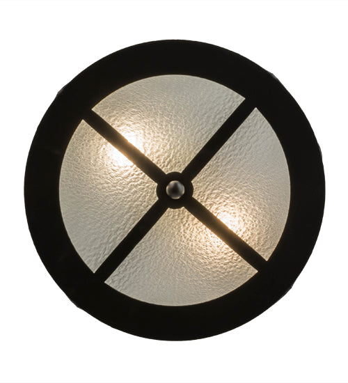 Meyda Lighting Fly Fishing Creek 16" 2-Light Textured Black Flush Mount Light With Frosted Granite Art Shade Glass