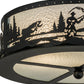 Meyda Lighting Fly Fishing Creek 16" 2-Light Textured Black Flush Mount Light With Frosted Granite Art Shade Glass