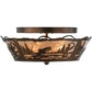 Meyda Lighting Fly Fishing Creek 17" 2-Light Antique Copper Flush Mount Light With Silver Mica Shade Glass