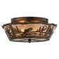 Meyda Lighting Fly Fishing Creek 17" 2-Light Antique Copper Flush Mount Light With Silver Mica Shade Glass