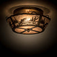 Meyda Lighting Fly Fishing Creek 17" 2-Light Dark Burnished Antique Copper Flush Mount Light With Silver Mica Shade Glass