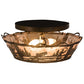 Meyda Lighting Fly Fishing Creek 17" 2-Light Dark Burnished Antique Copper Flush Mount Light With Silver Mica Shade Glass