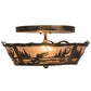 Meyda Lighting Fly Fishing Creek 17" 2-Light Dark Burnished Antique Copper Flush Mount Light With Silver Mica Shade Glass