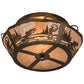 Meyda Lighting Fly Fishing Creek 17" 2-Light Dark Burnished Antique Copper Flush Mount Light With Silver Mica Shade Glass