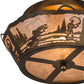 Meyda Lighting Fly Fishing Creek 17" 2-Light Dark Burnished Antique Copper Flush Mount Light With Silver Mica Shade Glass