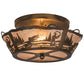 Meyda Lighting Fly Fishing Creek 17" 2-Light Dark Burnished Antique Copper Flush Mount Light With Silver Mica Shade Glass