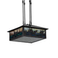 Meyda Lighting Fly Fishing Creek 17"Sq 3-Light Black Patina Pendant Light With Multi-Colored Shade Glass