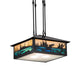 Meyda Lighting Fly Fishing Creek 17"Sq 3-Light Black Patina Pendant Light With Multi-Colored Shade Glass