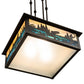 Meyda Lighting Fly Fishing Creek 18" 3-Light Craftsman Brown Pendant Light With Multi-Colored Shade Glass