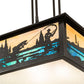 Meyda Lighting Fly Fishing Creek 18" 3-Light Craftsman Brown Pendant Light With Multi-Colored Shade Glass
