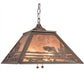 Meyda Lighting Fly Fishing Creek 22" 2-Light Industrial Steel Pendant Light With Silver Mica Shade Glass