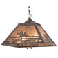 Meyda Lighting Fly Fishing Creek 22" 2-Light Industrial Steel Pendant Light With Silver Mica Shade Glass