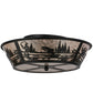 Meyda Lighting Fly Fishing Creek 22" 4-Light Textured Black Flush Mount Light With Silver Mica Shade Glass