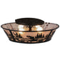Meyda Lighting Fly Fishing Creek 22" 4-Light Textured Black Flush Mount Light With Silver Mica Shade Glass