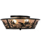 Meyda Lighting Fly Fishing Creek 22" 4-Light Textured Black Flush Mount Light With Silver Mica Shade Glass