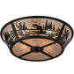 Meyda Lighting Fly Fishing Creek 22" 4-Light Textured Black Flush Mount Light With Silver Mica Shade Glass