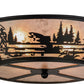 Meyda Lighting Fly Fishing Creek 22" 4-Light Textured Black Flush Mount Light With Silver Mica Shade Glass