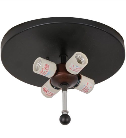 Meyda Lighting Fly Fishing Creek 22" 4-Light Textured Black Flush Mount Light With Silver Mica Shade Glass