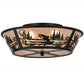 Meyda Lighting Fly Fishing Creek 22" 4-Light Textured Black Flush Mount Light With Silver Mica Shade Glass