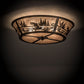 Meyda Lighting Fly Fishing Creek 23" 4-Light Antique Copper Flush Mount Light With Silver Mica Shade Glass