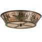 Meyda Lighting Fly Fishing Creek 23" 4-Light Antique Copper Flush Mount Light With Silver Mica Shade Glass