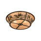 Meyda Lighting Fly Fishing Creek 23" 4-Light Antique Copper Flush Mount Light With Silver Mica Shade Glass