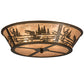 Meyda Lighting Fly Fishing Creek 23" 4-Light Antique Copper Flush Mount Light With Silver Mica Shade Glass