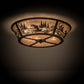Meyda Lighting Fly Fishing Creek 23" 4-Light Burnished Antique Copper Flush Mount Light With Silver Mica Shade Glass