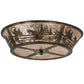 Meyda Lighting Fly Fishing Creek 23" 4-Light Burnished Antique Copper Flush Mount Light With Silver Mica Shade Glass