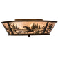 Meyda Lighting Fly Fishing Creek 23" 4-Light Burnished Antique Copper Flush Mount Light With Silver Mica Shade Glass
