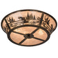 Meyda Lighting Fly Fishing Creek 23" 4-Light Burnished Antique Copper Flush Mount Light With Silver Mica Shade Glass