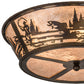 Meyda Lighting Fly Fishing Creek 23" 4-Light Burnished Antique Copper Flush Mount Light With Silver Mica Shade Glass