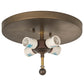 Meyda Lighting Fly Fishing Creek 23" 4-Light Burnished Antique Copper Flush Mount Light With Silver Mica Shade Glass