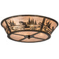 Meyda Lighting Fly Fishing Creek 23" 4-Light Burnished Antique Copper Flush Mount Light With Silver Mica Shade Glass