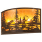Meyda Lighting Fly Fishing Creek 32" 4-Light Timeless Bronze Wall Sconce With Amber Mica Shade Glass