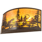 Meyda Lighting Fly Fishing Creek 32" 4-Light Timeless Bronze Wall Sconce With Amber Mica Shade Glass