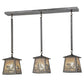 Meyda Lighting Fly Fishing Creek 37" 3-Light Industrial Steel Bass Island Pendant Light With Silver Mica Shade Glass