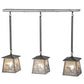 Meyda Lighting Fly Fishing Creek 37" 3-Light Industrial Steel Bass Island Pendant Light With Silver Mica Shade Glass