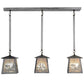 Meyda Lighting Fly Fishing Creek 37" 3-Light Industrial Steel Bass Island Pendant Light With Silver Mica Shade Glass