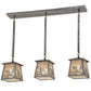 Meyda Lighting Fly Fishing Creek 37" 3-Light Industrial Steel Bass Island Pendant Light With Silver Mica Shade Glass