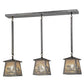 Meyda Lighting Fly Fishing Creek 37" 3-Light Industrial Steel Bass Island Pendant Light With Silver Mica Shade Glass