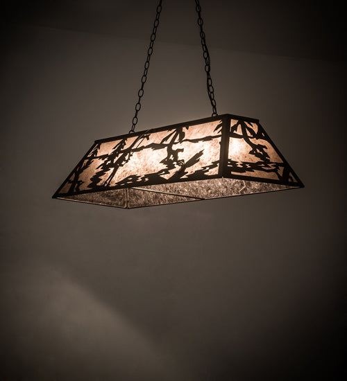 Meyda Lighting Fly Fishing Creek 48" 6-Light Antique Copper Island Pendant Light With Silver Mica Shade Glass