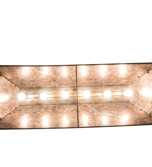 Meyda Lighting Fly Fishing Creek 48" 6-Light Antique Copper Island Pendant Light With Silver Mica Shade Glass