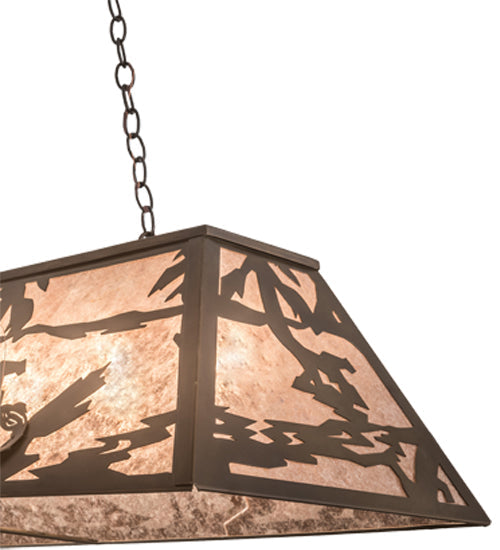 Meyda Lighting Fly Fishing Creek 48" 6-Light Antique Copper Island Pendant Light With Silver Mica Shade Glass