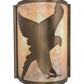 Meyda Lighting Flying Hawk 8" Antique Copper Right Wall Sconce With Silver Mica Shade Glass